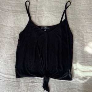 Black Knot Detail Ribbed Tank Top